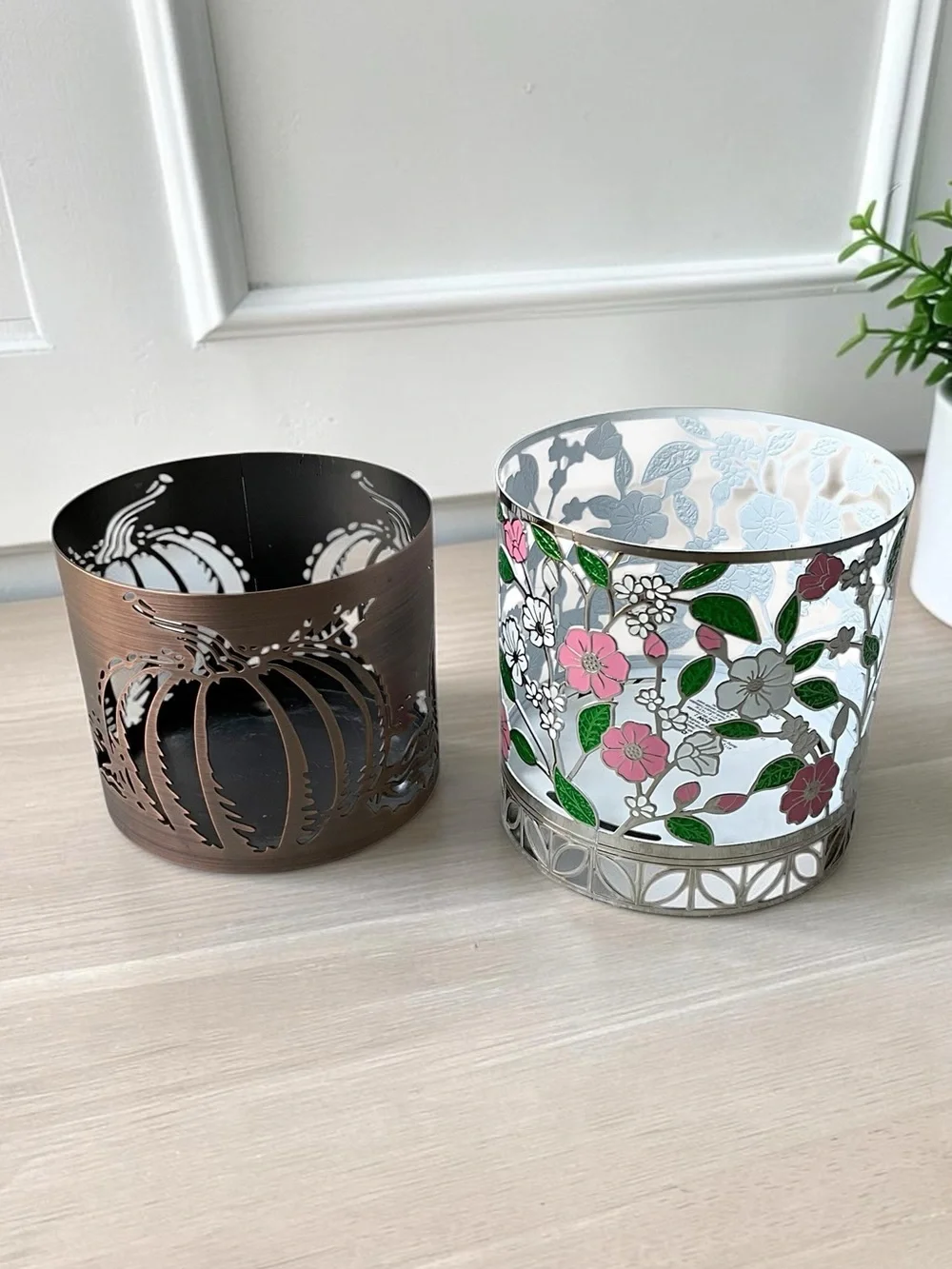 Bath & Body Works Set of 2 Candle Holders Spring and Fall